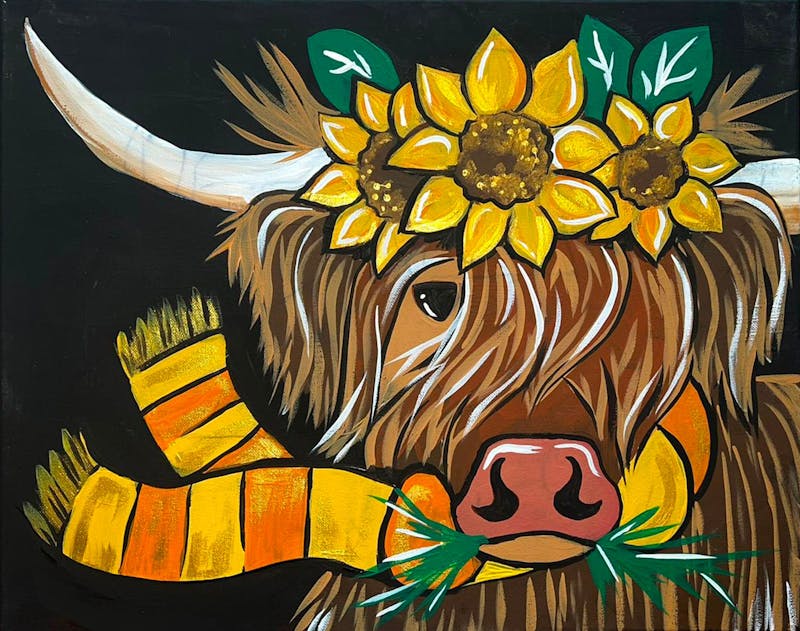 Paint Your Own Fall Highland Cow Canvas - Class (Adult 13+)