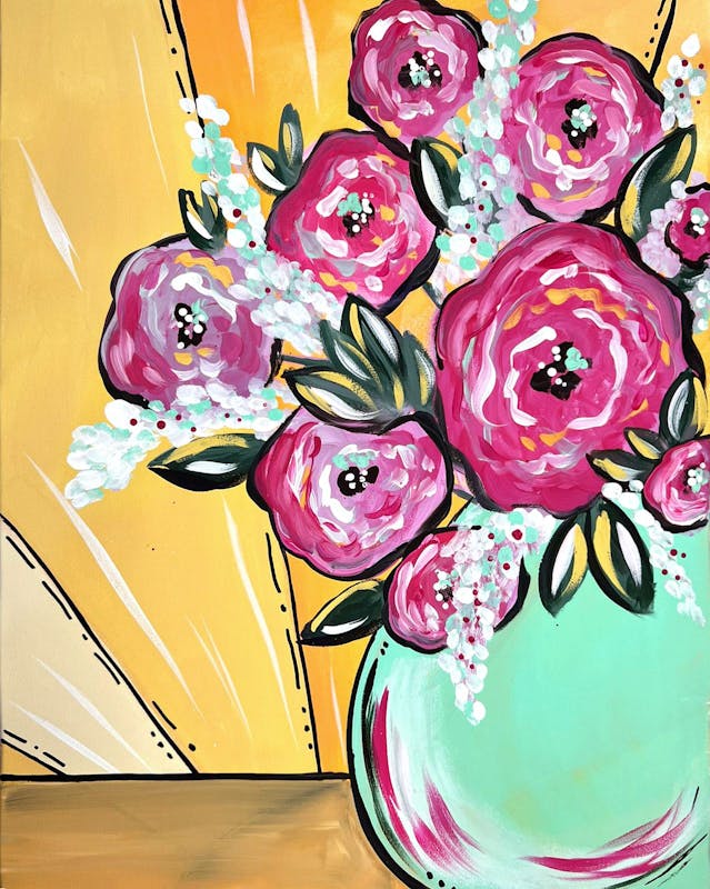 Paint Your Own Flower Fun Canvas - Class (Adult Seniors)