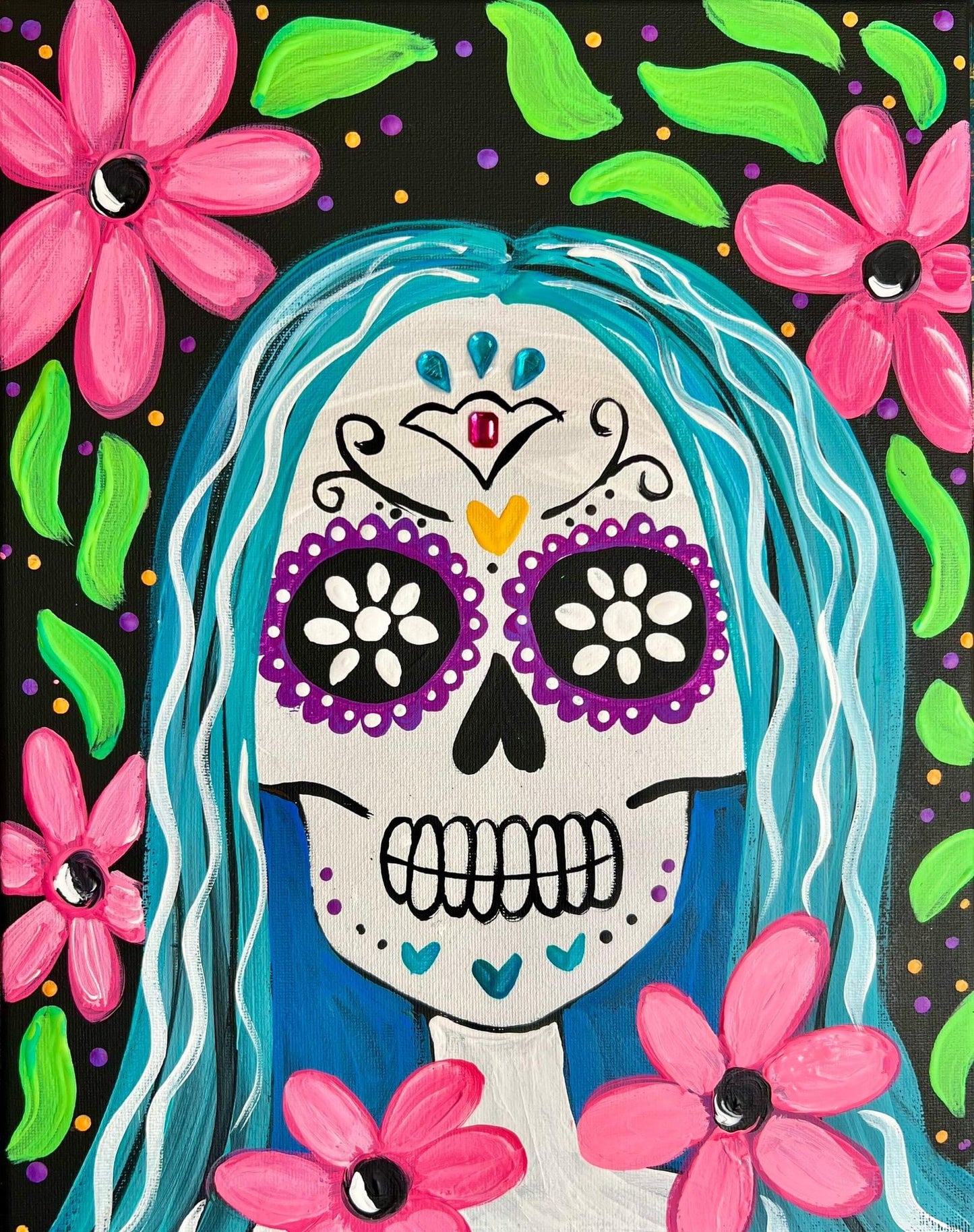 Black Light Paint Party Halloween Skull Canvas - Class (Adult 13+)