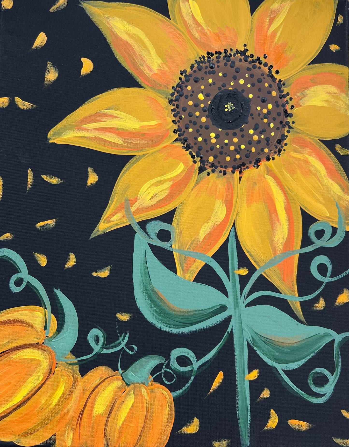 Paint Your Own Sunflower & Pumpkins Canvas - Class (Adult 13+)