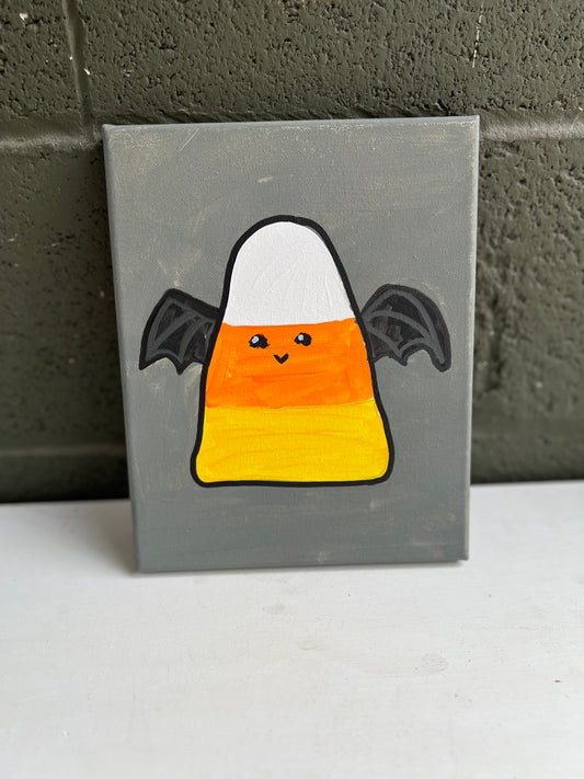 Paint Your Own Candy Corn Bat Canvas - Class (Age 3-8)