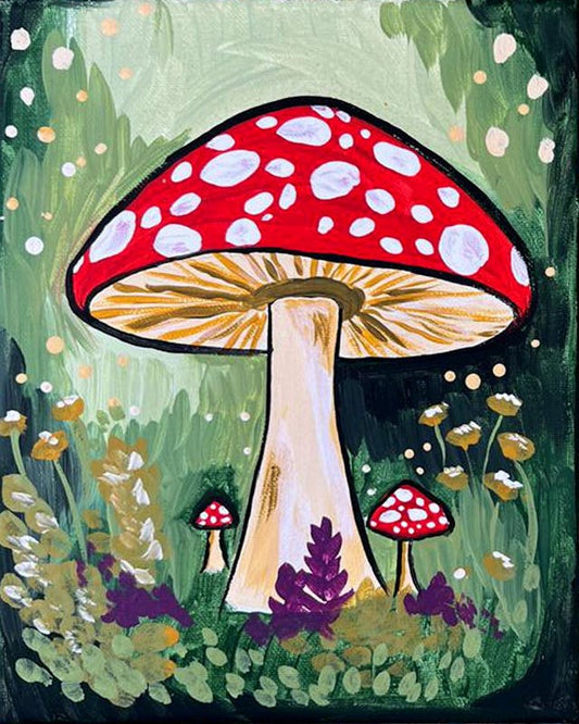 Paint Your Own Toadstool Mushroom Canvas - Class (Adult 13+)