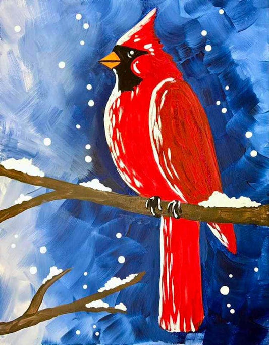 Paint Your Own Winter Cardinals Canvas - Class (Adult SENIORS)