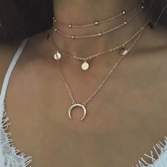 Moon Multi Layer Necklace