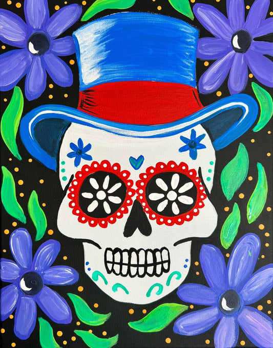 Black Light Paint Party Halloween Skull Canvas - Class (Adult 13+)