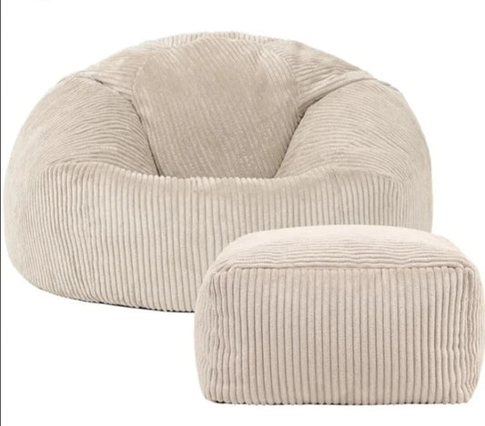 Corduroy Bean Bag Chair and Stool Cover (Without Filler)